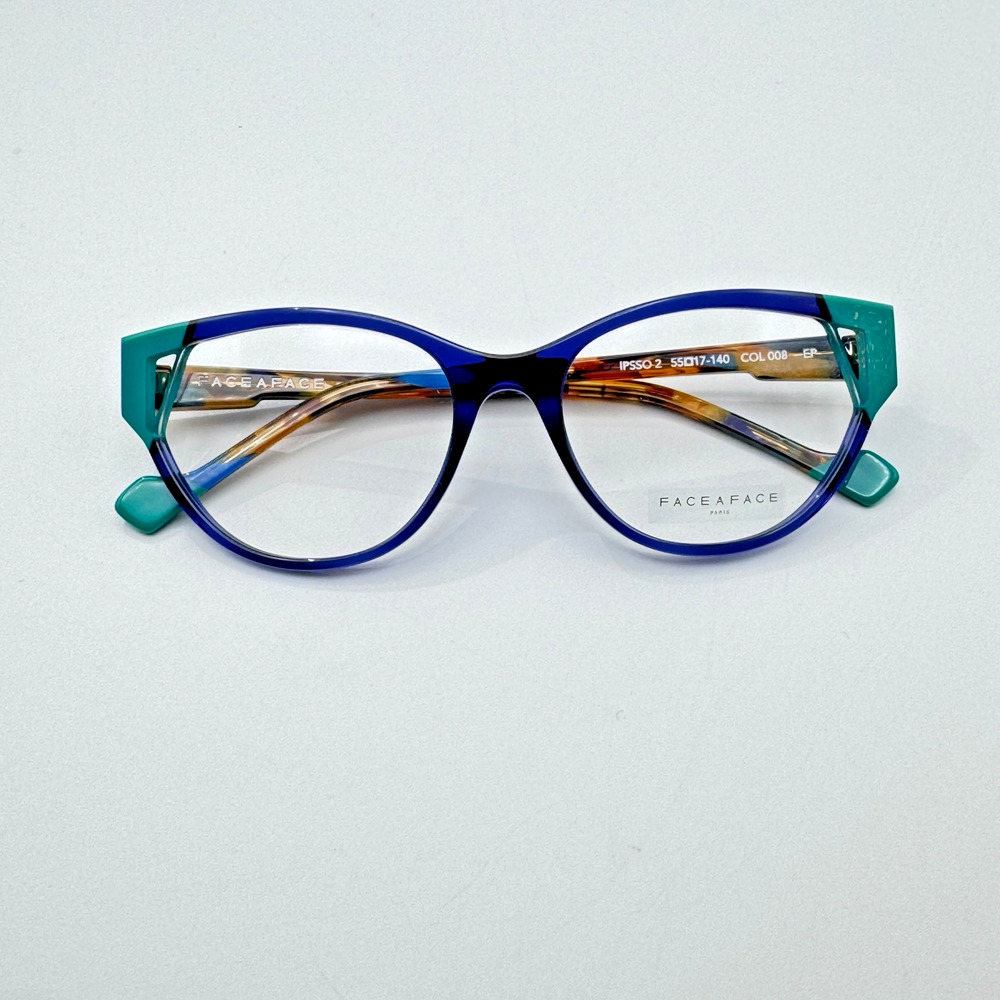 Face a Face Eyeglasses Frames Ipsso 2 008 Blue Cat Eye 55-17-140 New Authentic